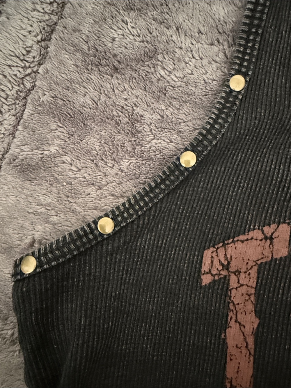 Full Tilt Black Muscle Tee with Brown Texas Graphic and Studs - Picture 3 of 6